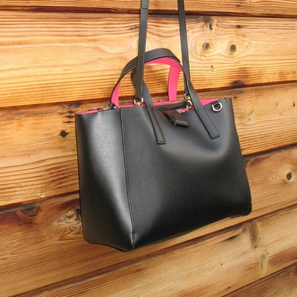 Kate Spade Black Sweetheart Pink Kyra Arbour Hill Leather Tote - Picture 4 of 16